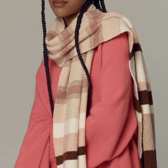 Anthropologie NWT Mariel Scarf Winter Cozy Soft Neutral Striped Pattern